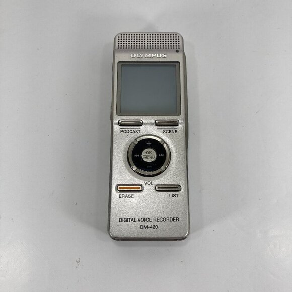 Olympus Digital Voice Recorder DM-420 Silver Handheld 2GB Internal Memory TESTED - Picture 1 of 8